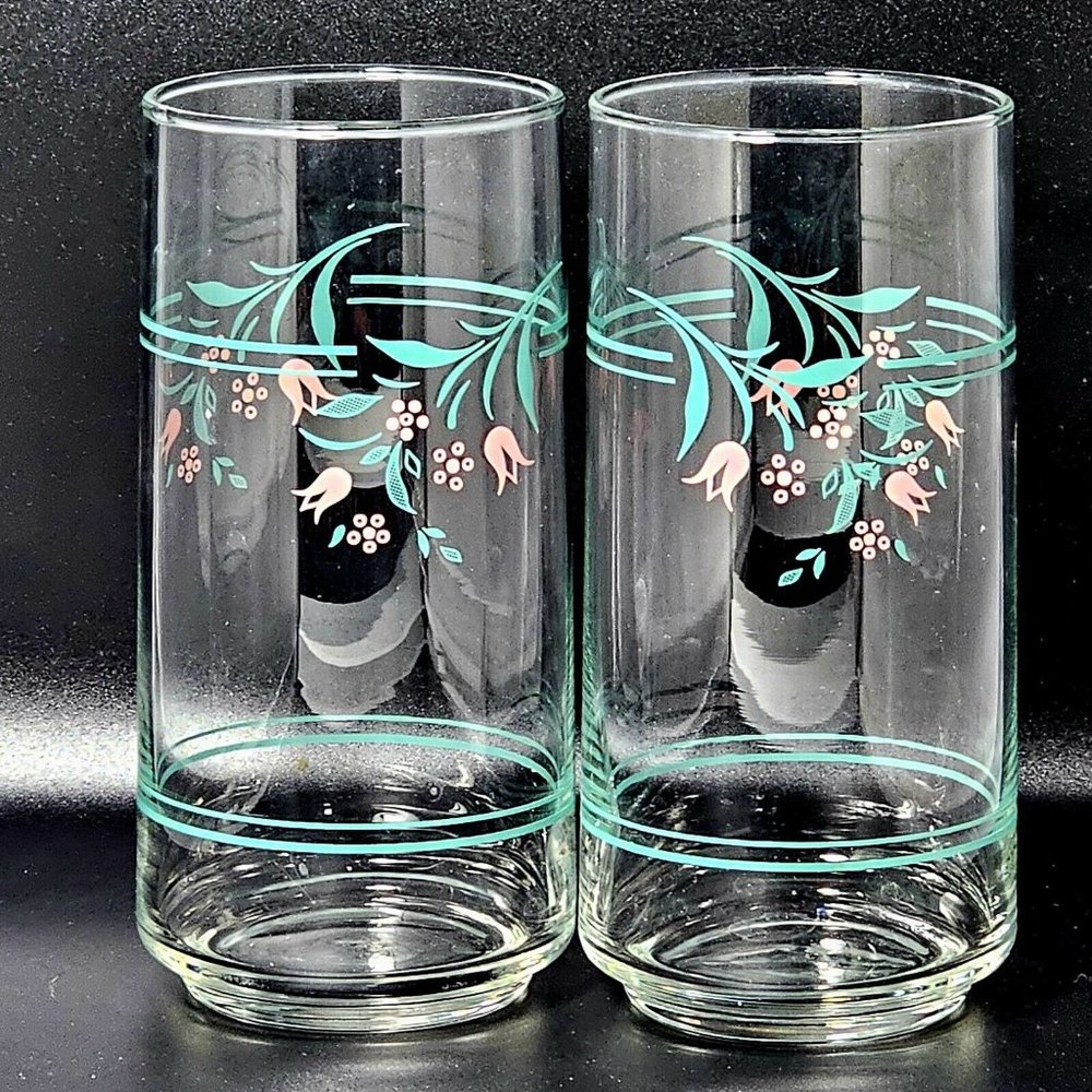 2) Corelle Rosemarie Coordinates glasses tumblers 16oz vintage romantic floral